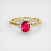 0.81 Ct. Ruby Ring, 18K Yellow Gold 1