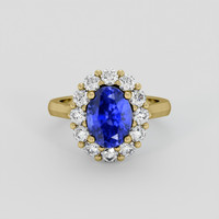 2.90 Ct. Blue Sapphire Ring, 18K Yellow Gold 1