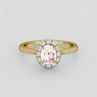 1.46 Ct. Peach Sapphire Ring, 18K Yellow Gold 1