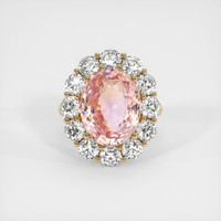 12.01 Ct. Padparadscha Sapphire Ring, 18K Yellow Gold 1