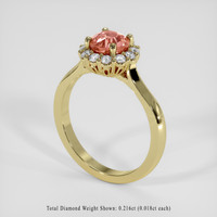 1.07 Ct. Padparadscha Sapphire Ring, 18K Yellow Gold 2