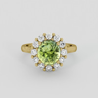 3.44 Ct. Yellowish Green Sapphire Ring, 18K Yellow Gold 1
