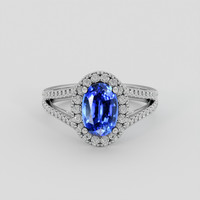 2.03 Ct. Blue Sapphire Ring, Platinum 950 1