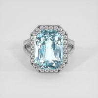 7.57 Ct. Blue Aquamarine Ring, Silver 1