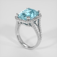 7.57 Ct. Blue Aquamarine Ring, Silver 2