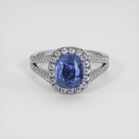 3.69 Ct. Blue Sapphire Ring, 14K White Gold 1