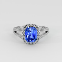 3.07 Ct. Blue Sapphire Ring, 18K White Gold 1
