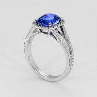 3.07 Ct. Blue Sapphire Ring, 18K White Gold 2