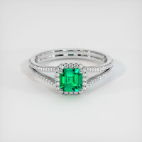 0.52 Ct. Emerald Ring, 18K White Gold 1