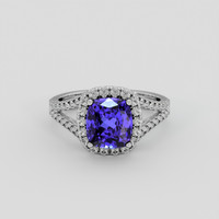 3.35 Ct. Violetish Blue Tanzanite Ring, 18K White Gold 1