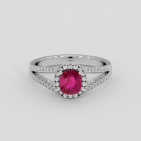 1.00 Ct. Pinkish Red Ruby Ring, 18K White Gold 1