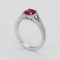 1.00 Ct. Pinkish Red Ruby Ring, 18K White Gold 2