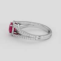1.00 Ct. Pinkish Red Ruby Ring, 18K White Gold 4