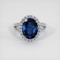 4.03 Ct. Blue Sapphire Ring, 18K White Gold 1