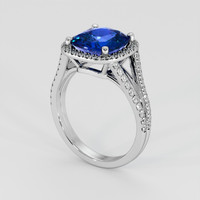 3.70 Ct. Blue Sapphire Ring, 18K White Gold 2