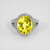 9.73 Ct. Yellow Sapphire Ring, 18K White Gold 1