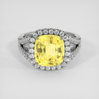 5.00 Ct. Yellow Sapphire Ring, 18K White Gold 1