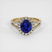 2.25 Ct. Blue Sapphire Ring, 18K Yellow Gold 1