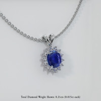 0.67 Ct. Sapphire Pendant, 14K White Gold 2