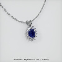 2.92 Ct. Blue Sapphire Pendant, 14K White Gold 2