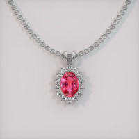 1.02 Ct. Reddish Pink Sapphire Pendant, 14K White Gold 1