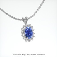 1.98 Ct. Blue Sapphire Pendant, 14K White Gold 2