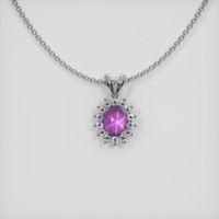 5.42 Ct. Purplish Pink Sapphire Pendant, 14K White Gold 1