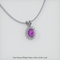 5.42 Ct. Purplish Pink Sapphire Pendant, 14K White Gold 2