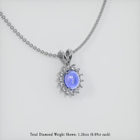8.08 Ct. Blue Sapphire Pendant, 14K White Gold 2
