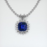 6.42 Ct. Blue Sapphire Pendant, 18K White Gold 1