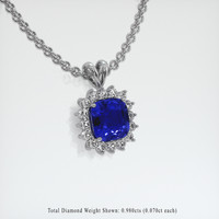 6.42 Ct. Blue Sapphire Pendant, 18K White Gold 2