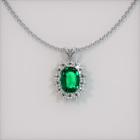 3.26 Ct. Emerald  Pendant - 18K White Gold