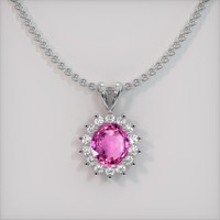 1.51 Ct. Pink Sapphire Pendant, 18K White Gold 1