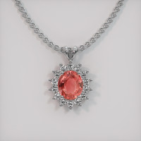 2.06 Ct. Padparadscha Sapphire Pendant, 18K White Gold 1