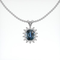 1.82 Ct. Greenish Blue Sapphire Pendant, 18K White Gold 1