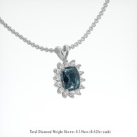 1.82 Ct. Greenish Blue Sapphire Pendant, 18K White Gold 2