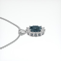 1.82 Ct. Greenish Blue Sapphire Pendant, 18K White Gold 3