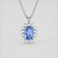 3.61 Ct. Blue Sapphire Pendant, 18K White Gold 1