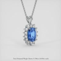 3.61 Ct. Blue Sapphire Pendant, 18K White Gold 2