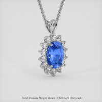 6.01 Ct. Blue Sapphire Pendant, 18K White Gold 2