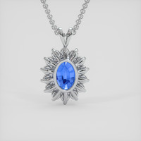 6.01 Ct. Blue Sapphire Pendant, 18K White Gold 4
