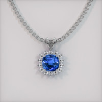 2.08 Ct. Sapphire Pendant, 18K White Gold 1