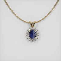 2.92 Ct. Blue Sapphire Pendant, 14K Yellow Gold 1