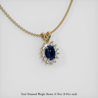 2.92 Ct. Blue Sapphire Pendant, 14K Yellow Gold 2