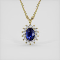 5.61 Ct. Blue Sapphire Pendant, 14K Yellow Gold 1