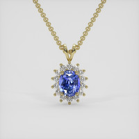 3.20 Ct. Blue Sapphire Pendant, 14K Yellow Gold 1