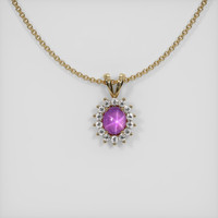 5.42 Ct. Purplish Pink Sapphire Pendant, 14K Yellow Gold 1