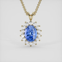 6.01 Ct. Blue Sapphire Pendant, 14K Yellow Gold 1