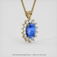 6.01 Ct. Blue Sapphire Pendant, 14K Yellow Gold 2