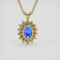 6.01 Ct. Blue Sapphire Pendant, 14K Yellow Gold 4